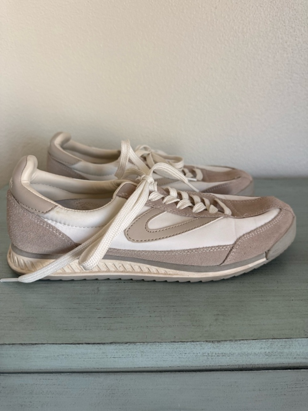 Tretorn Beige and Cream Suede-Trim Sneakers